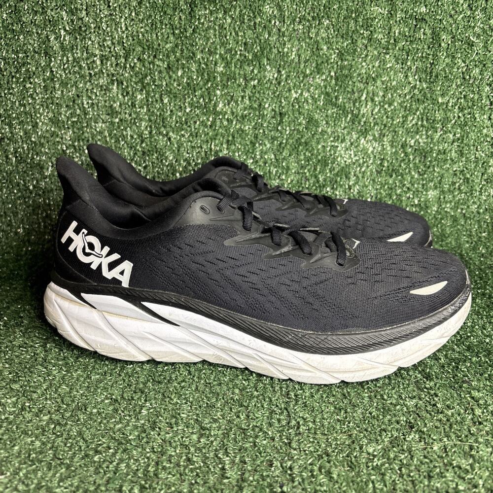Hoka One One Clifton 8 Men's Size 11.5 D Running Shoes Black White